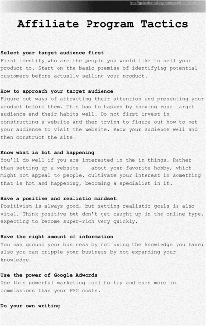 Product picture Affiliate program tactics